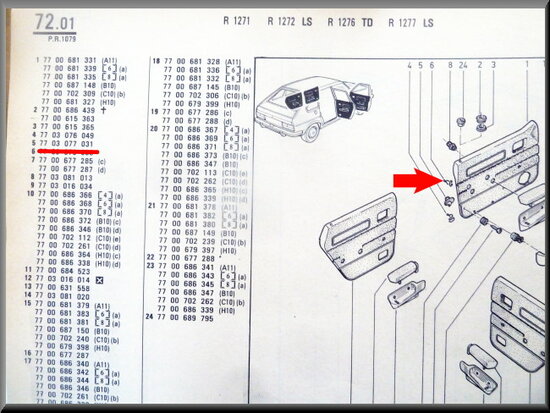 R20-R30 Door panel clip (New Old Stock).