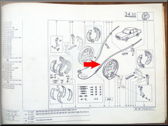 R18 Handbrake cable rear left (New Old Stock).