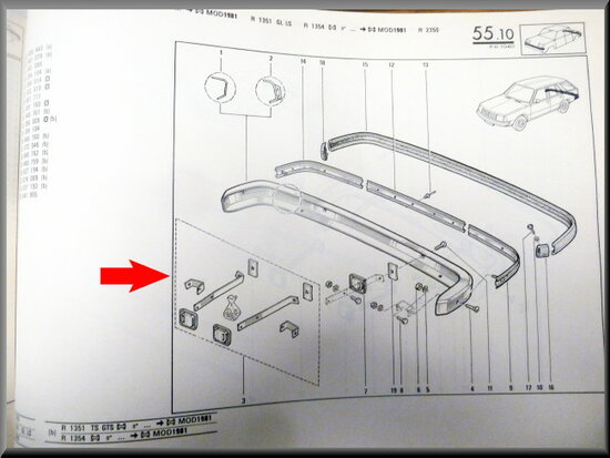 R18 Bumper montage set achterzijde (New Old Stock)