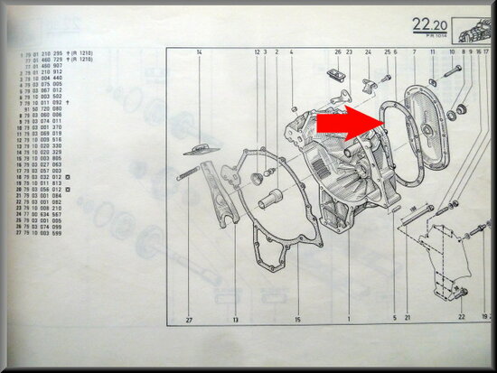 R14 Gasket distribution cover (New Old Stock).