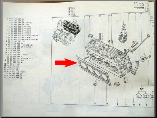 R14 Cylinder head gasket (New Old Stock).