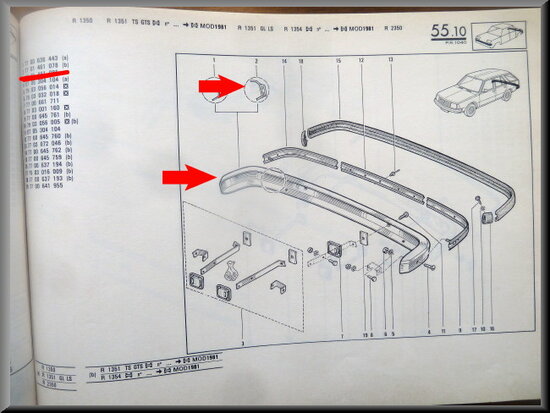 R18 Rear bumper with rubber strip (New Old Stock).