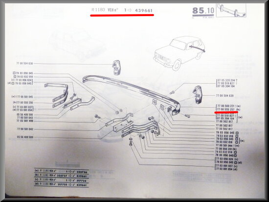 R6 Bumper achterzijde tot 1974 (New Old Stock).