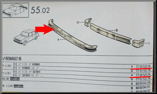 R6 Front bumper until 1974 (New Old Stock).