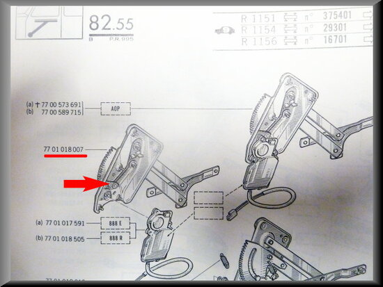 Ruithef mechaniek voorzijde rechts R16 TX (Gebruikt).