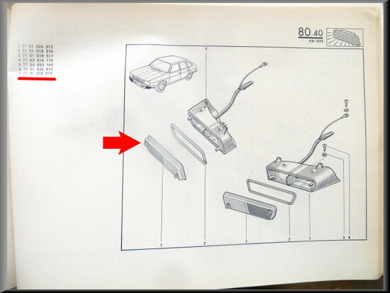 R20-R30 Indicator light cap right (New Old Stock).