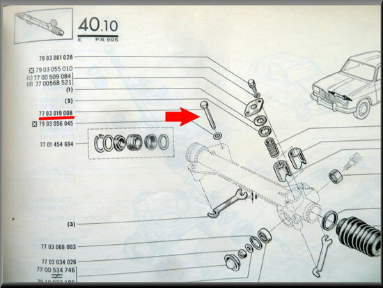 Steering rack bolt M8 x 70.