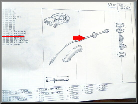 R14 Km teller kabel (New Old Stock).