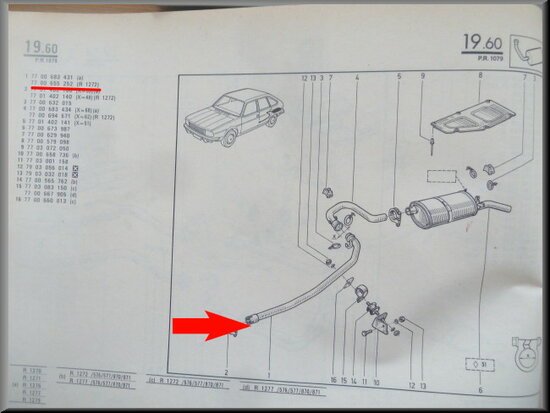 R20 Tube de sortie d'echappement (New Old Stock).