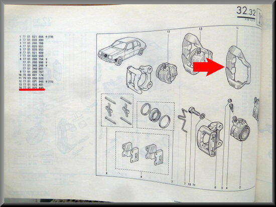 R14 Remklauw houder (New Old Stock).