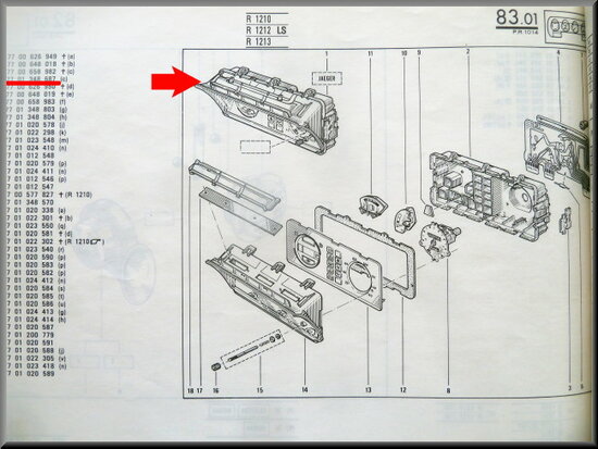 R14 Instrumenten paneel (New Old Stock).