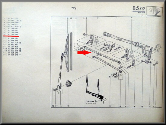 R20-R30 Windshield wiper arm (New Old Stock).