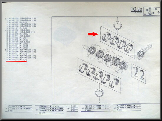 R14 Connecting rod bearings (X=44,97) New Old Stock.