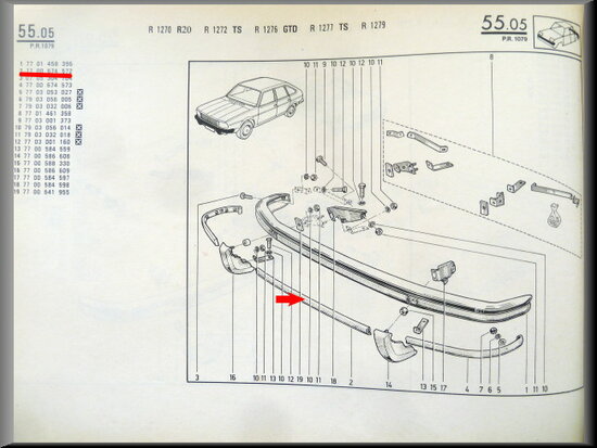 R20-R30 Bumper rubber midden voor (New Old Stock).