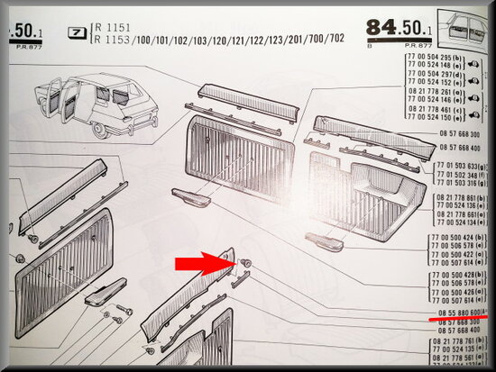 Door lining mounting plug (A=8,9).