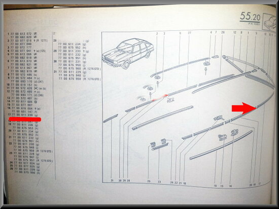 R20 Sierstrip achterscherm links (New Old Stock).