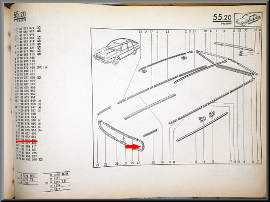 R30 Sierlijst grill links (New Old Stock).