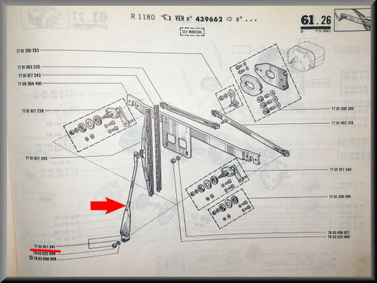 R6 Ruitenwisser arm (New Old Stock).