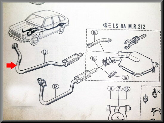 R30 Tube de sortie d'echappement (New Old Stock).