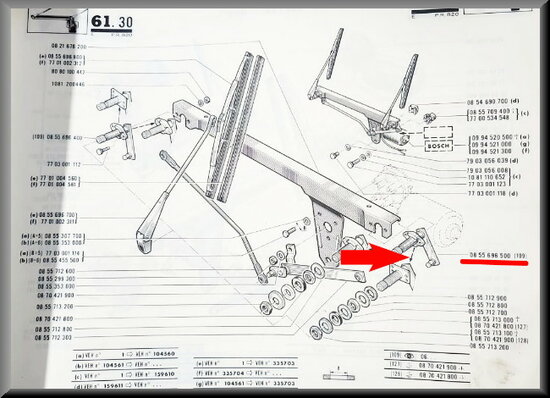 Left wiper axle (Bosch).