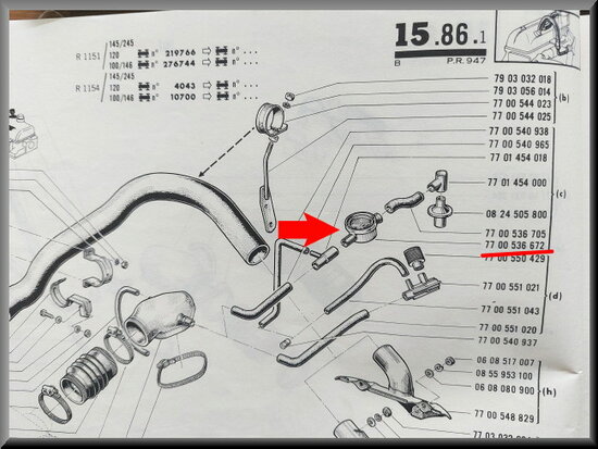 Filtre du système de ventilation du carter R16 TS.