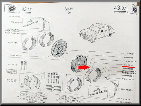 Brake shoe retaining pin with washer.