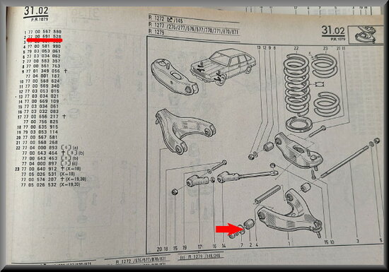 R20-30 Silent-bloc draagarm (New Old Stock).