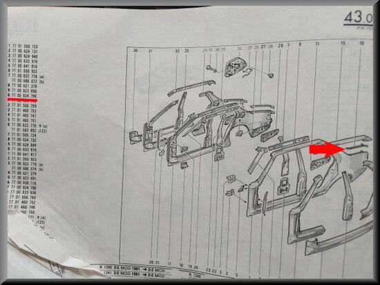 R18 Rear left wing plate (New Old Stock)