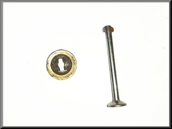 Brake shoe retaining pin with washer.