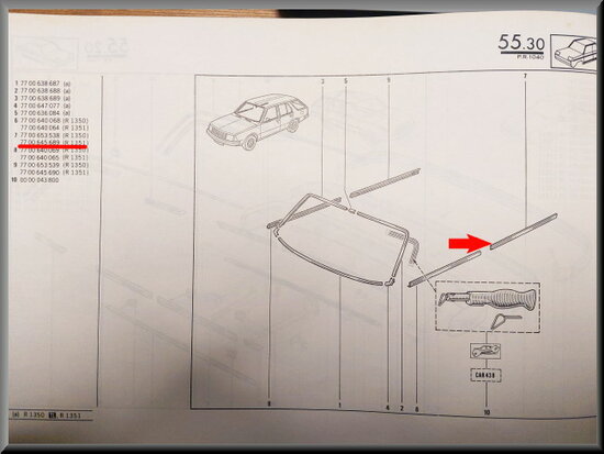 R18 Sierstrip portier achter links (New Old Stock).