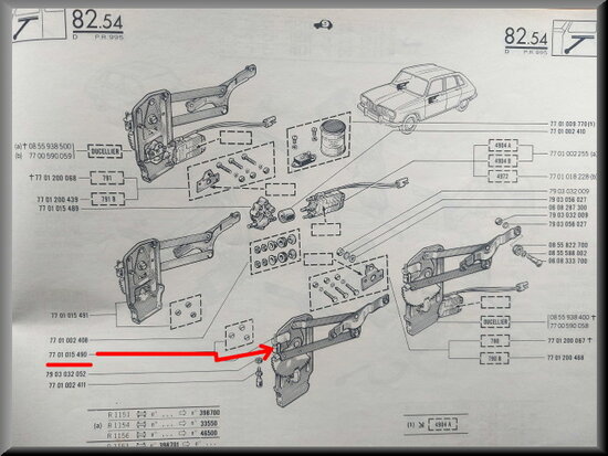 Ruithef mechaniek voorzijde links R16 TS-TX (eerste type).