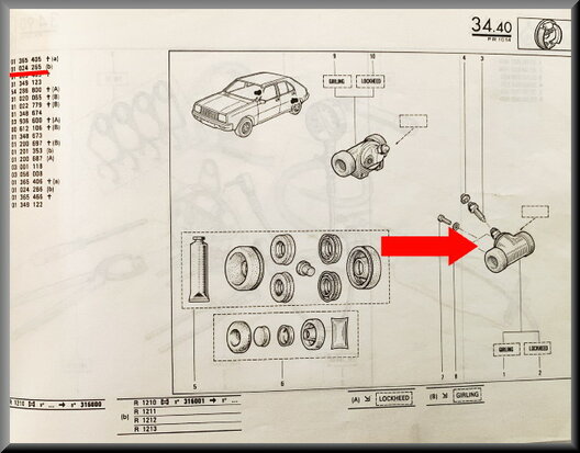 R14-18: Wielrem cilinder links Girling (New Old Stock).