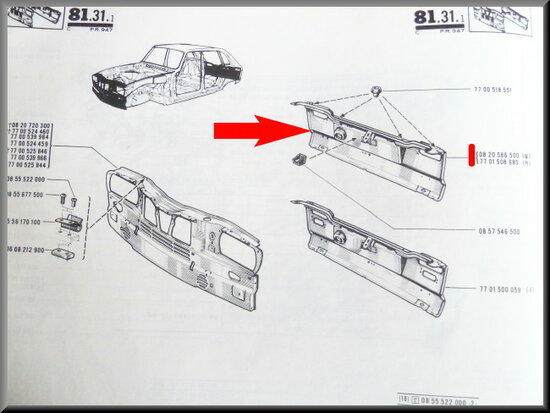 Achterpaneel R16 > 1970 (gebruikt).