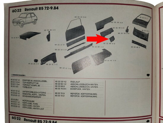 R5: Spatbord onderzijde rechts achter (New Old Stock).