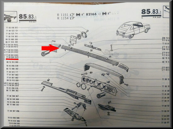 Beluchtingsgrill binnenzijde R16 TS (gebruikt).