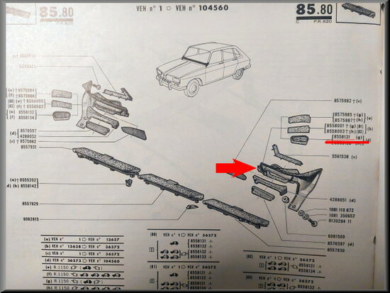 Dashboarddeel links R16 1150 (New Old Stock).