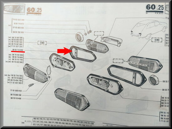 Achterlicht rubber links eerste type.