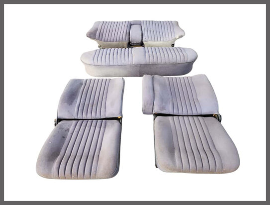 Compleet interieur grijs-blauw stof (gebruikt).