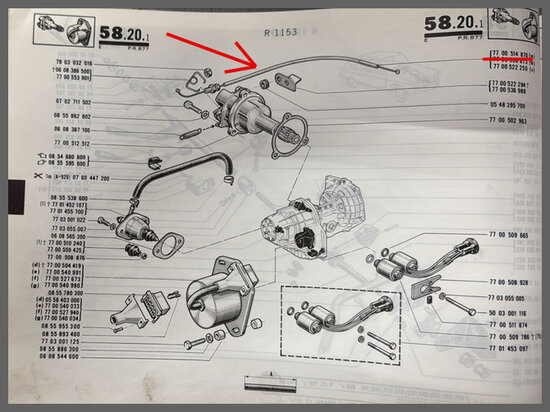 Kickdownkabel 16 TL automaat (New Old Stock).