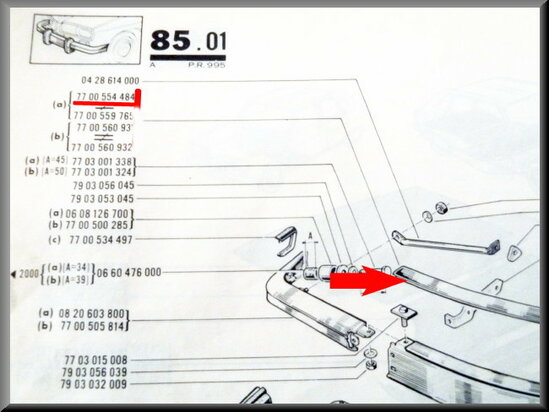 Bumper middenstuk voorzijde R16 behalve TX 73-75 (gebruikt).