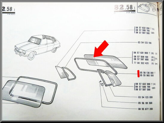Achterruit rubber (New Old Stock).