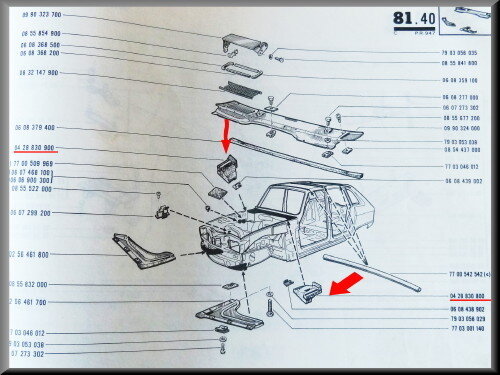 Windlooprubber scharnier motorkap (New Old Stock).