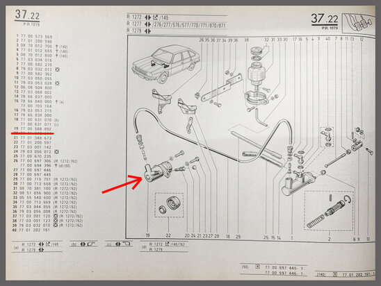 R 20,25,30,Alpine: Koppeling cylinder (New Old Stock).