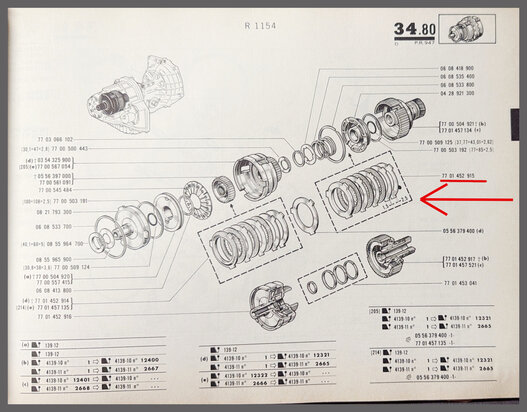 Koppelingsset automaatbak  (New Old Stock).
