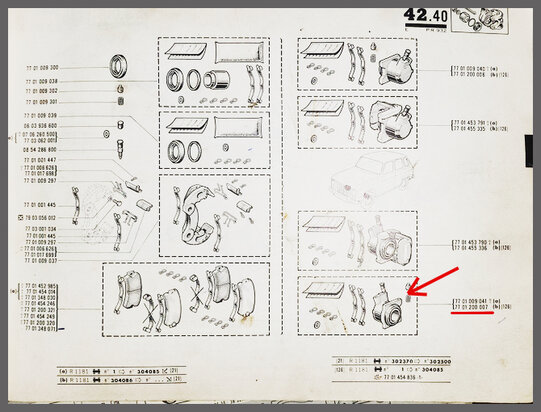 R4,5,6,Rodeo: Remklauw links voor (New Old Stock).