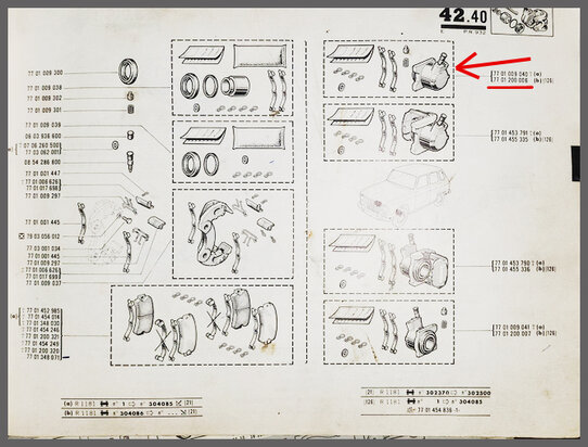 R4,5,6,Rodeo: Remklauw rechts voor (New Old Stock).