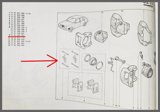 R14: Montage de plaquettes de frein (New Old Stock).