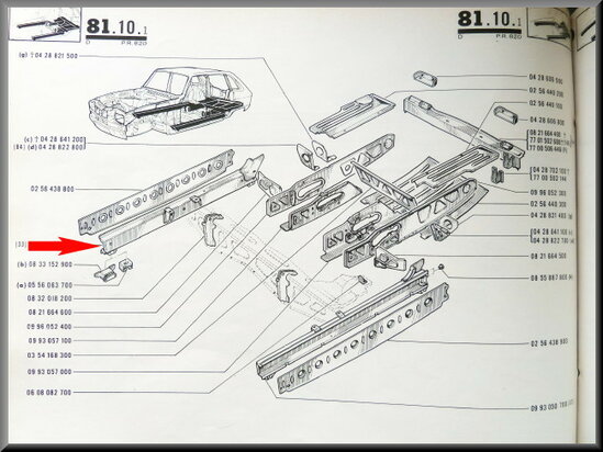 Chassisbalk rechts voorste deel.