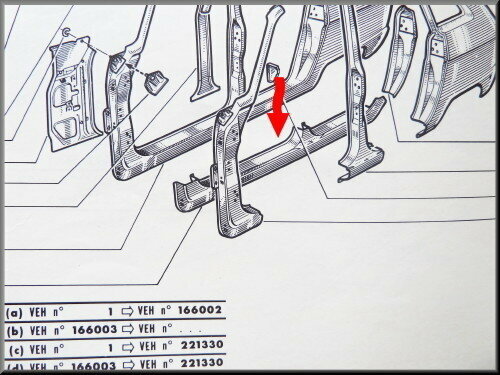 Kokerbalk links met A stijl dicht.
