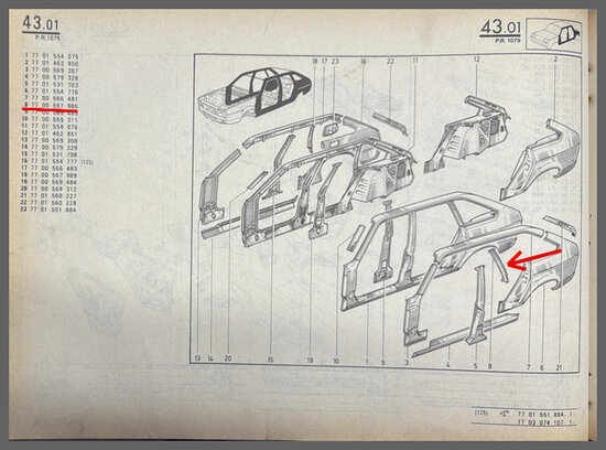 R20-R30 Window pillar rear left (New Old Stock).